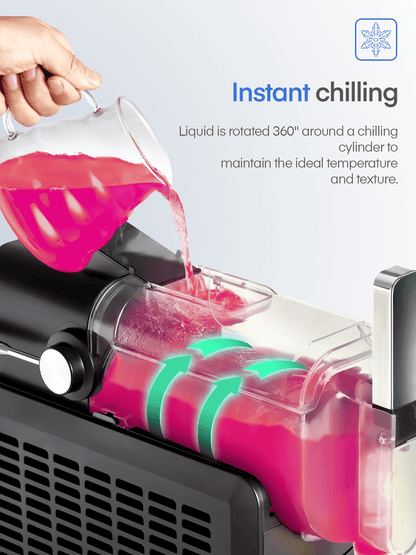 Professional Frozen Drink Maker with Quickfreeze Technology, Frozen Drink & Slushie Machine, 5 Preset Programs, Frozen Margaritas, Frappés, and More, Black, FOHERE