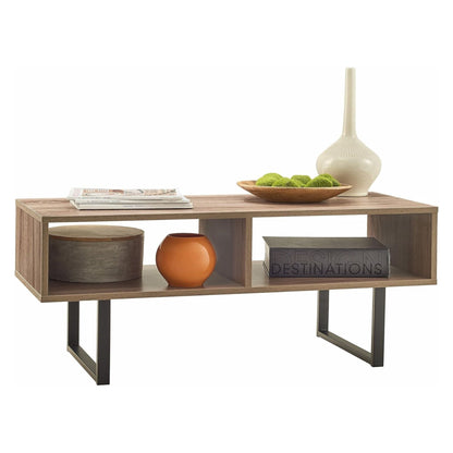 ClosetMaid Wooden Coffee Table with Storage Shelves, Modern Home Furniture, Gray