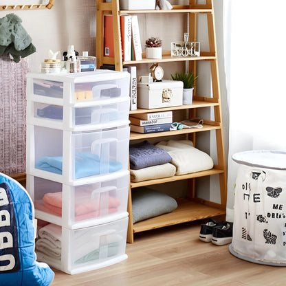 Homz Plastic 5 Drawer Medium Home Storage Cart, White Frame with Clear Drawer