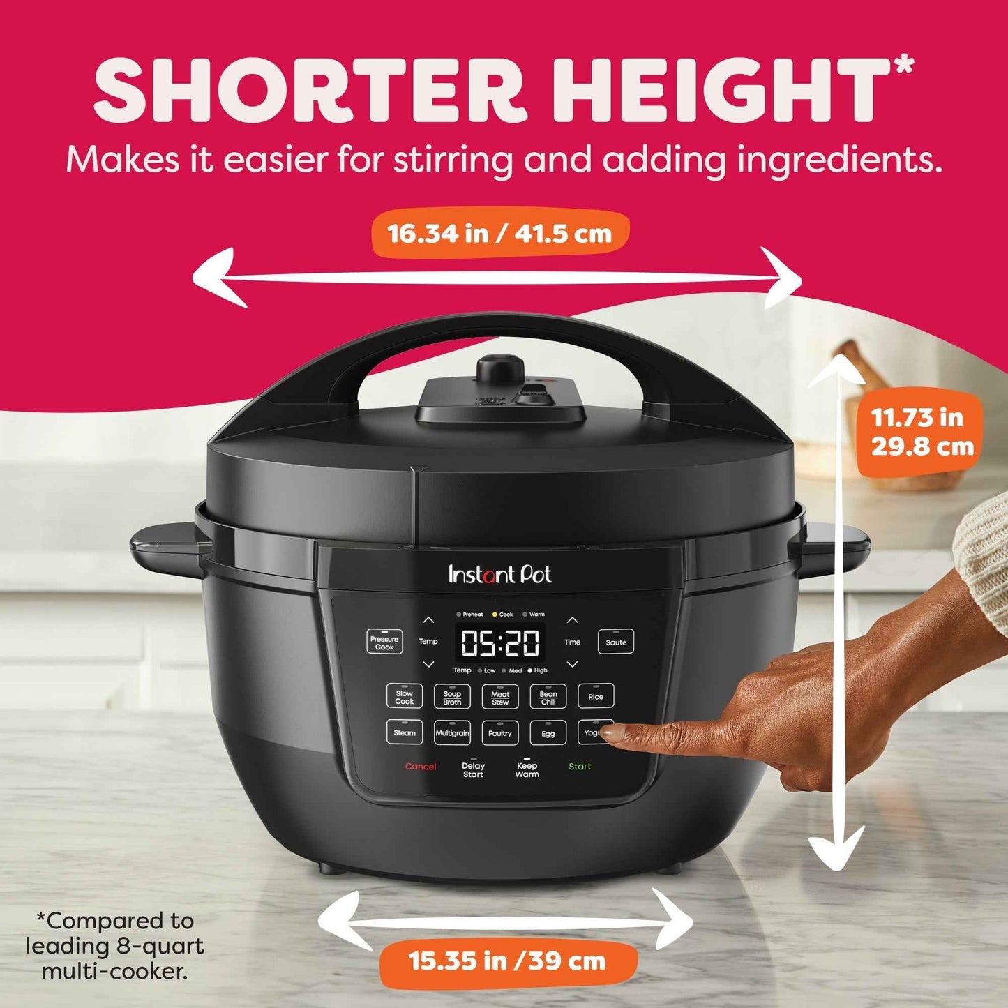 Instant Pot 7.5 Qt RIO Wide Base 7-in-1 Multi-Cooker, Pressure Cooker, Slow Cook & more, Black