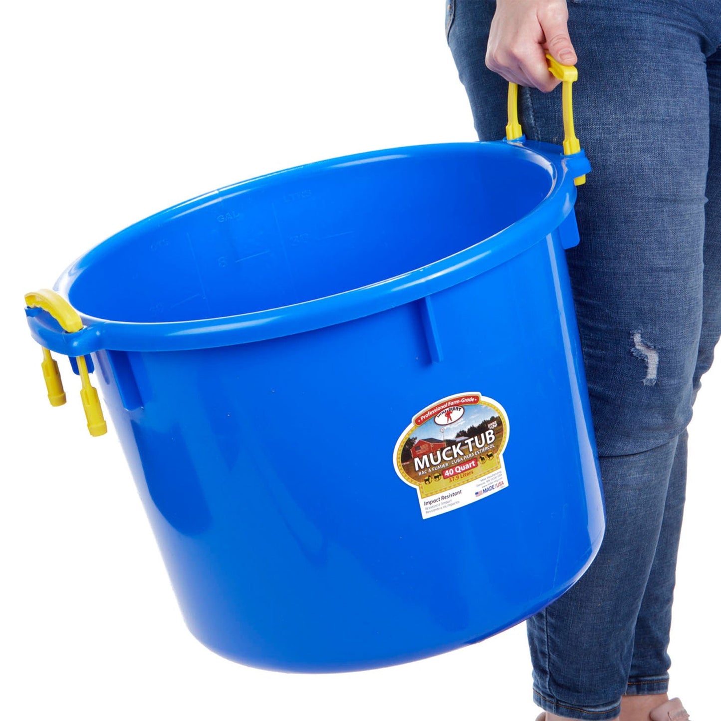 Little Giant 40 Quart Durable and Versatile Utility Muck Tub w/Handles, Blue