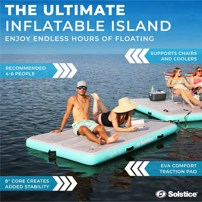 Solstice Original Inflatable LUXE Dock Platform 8' x 5' Floating Raft Water Mat