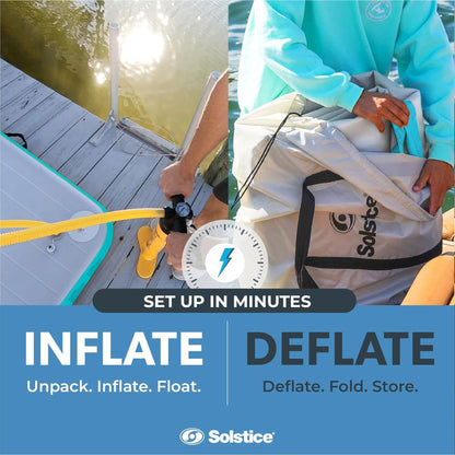 Solstice Original Inflatable LUXE Dock Platform 8' x 5' Floating Raft Water Mat