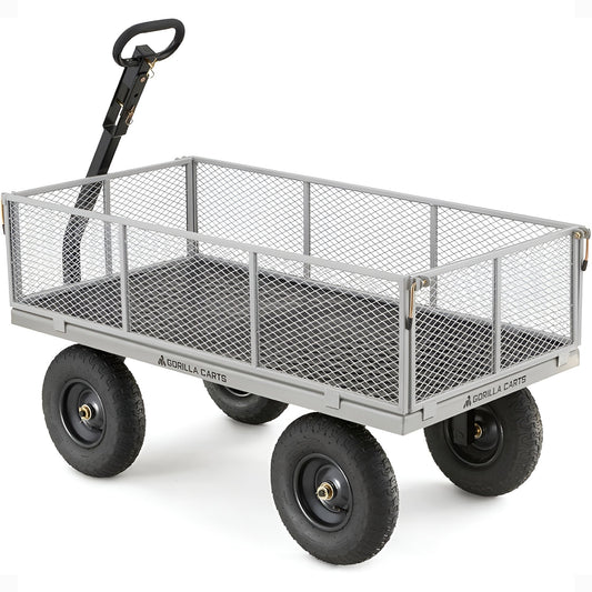 Gorilla Cart 1000 Pound Capacity Heavy Duty Steel Mesh Utility Wagon Cart, Gray