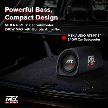 MTX AUDIO RT8PT 8" 240W Car Loaded Subwoofer Enclosure Amplified Tube Box Vented