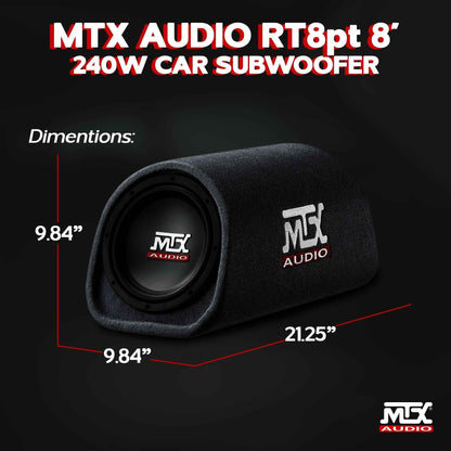 MTX AUDIO RT8PT 8" 240W Car Loaded Subwoofer Enclosure Amplified Tube Box Vented