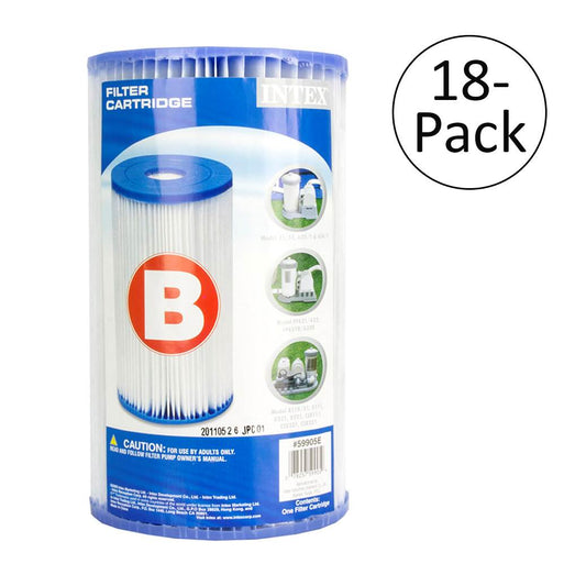 Intex Pool Easy Set Type B Replacement Filter Pump Cartridge (18 Pack) | 29005E
