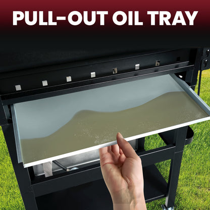 Enyopro 3 Burner Propane Gas Grill, 30,000BTU Stainless Steel Barbecue Grill with Foldable Side Table, Built-in Thermometer, Hanging Basket for Outdoor BBQ Camping Grill