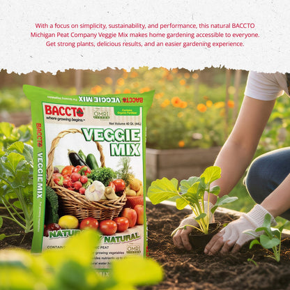 Michigan Peat Company BACCTO Veggie Planting Mix for Vegetables, 40 Quart Bag