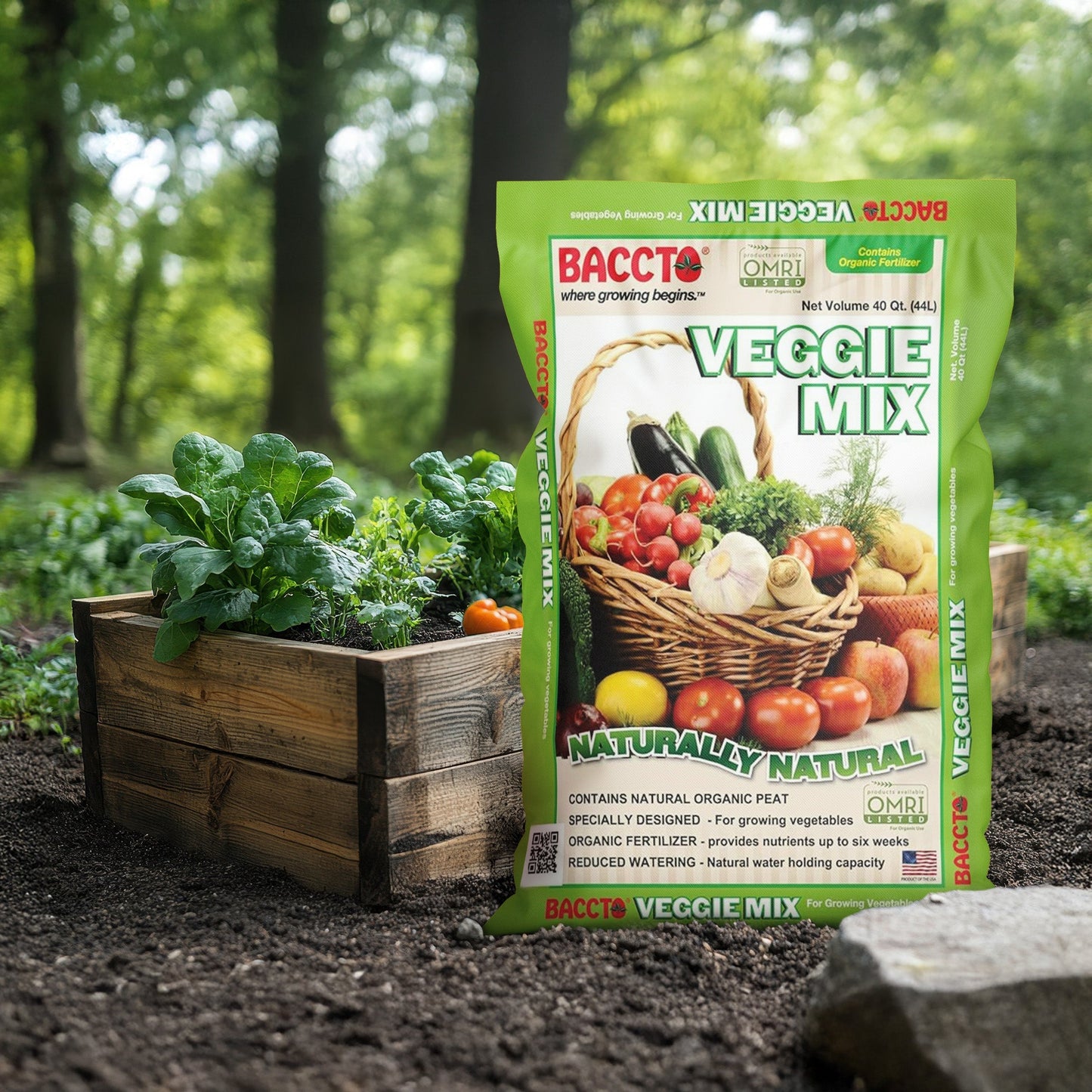 Michigan Peat Company BACCTO Veggie Planting Mix for Vegetables, 40 Quart Bag