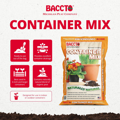 Michigan Peat Company BACCTO Container Planting Mix with Starter, 1.5 Cubic Feet