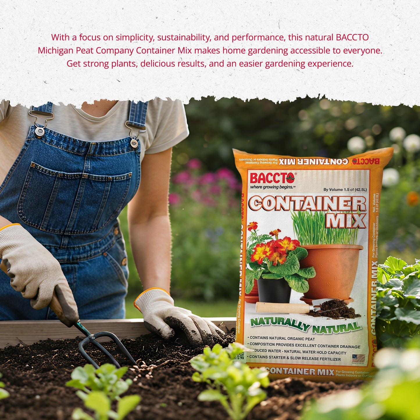 Michigan Peat Company BACCTO Container Planting Mix with Starter, 1.5 Cubic Feet