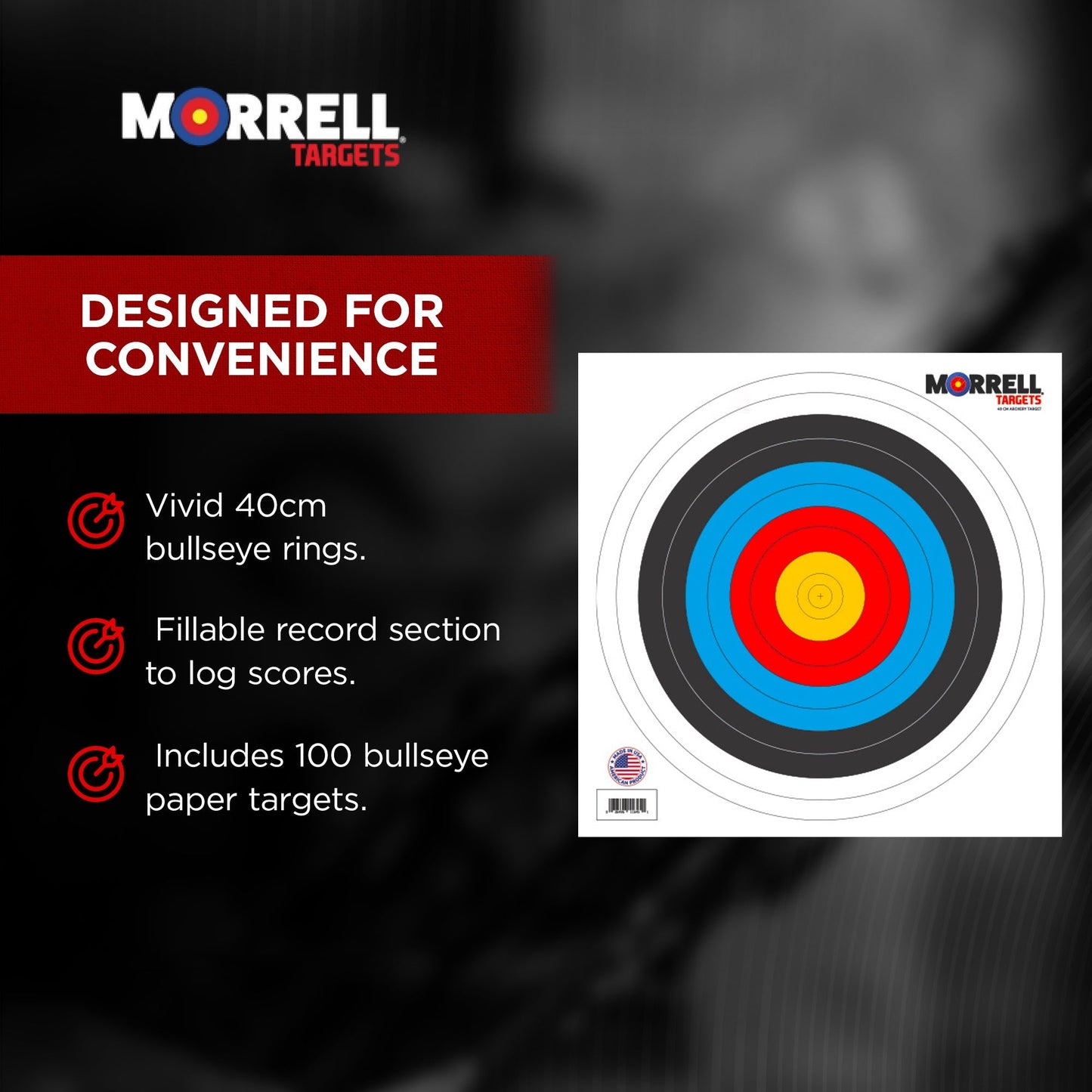 Morrell 40cm Bullseye Paper Face Shooting Targets, 16 x 16 Inches, 100 Count