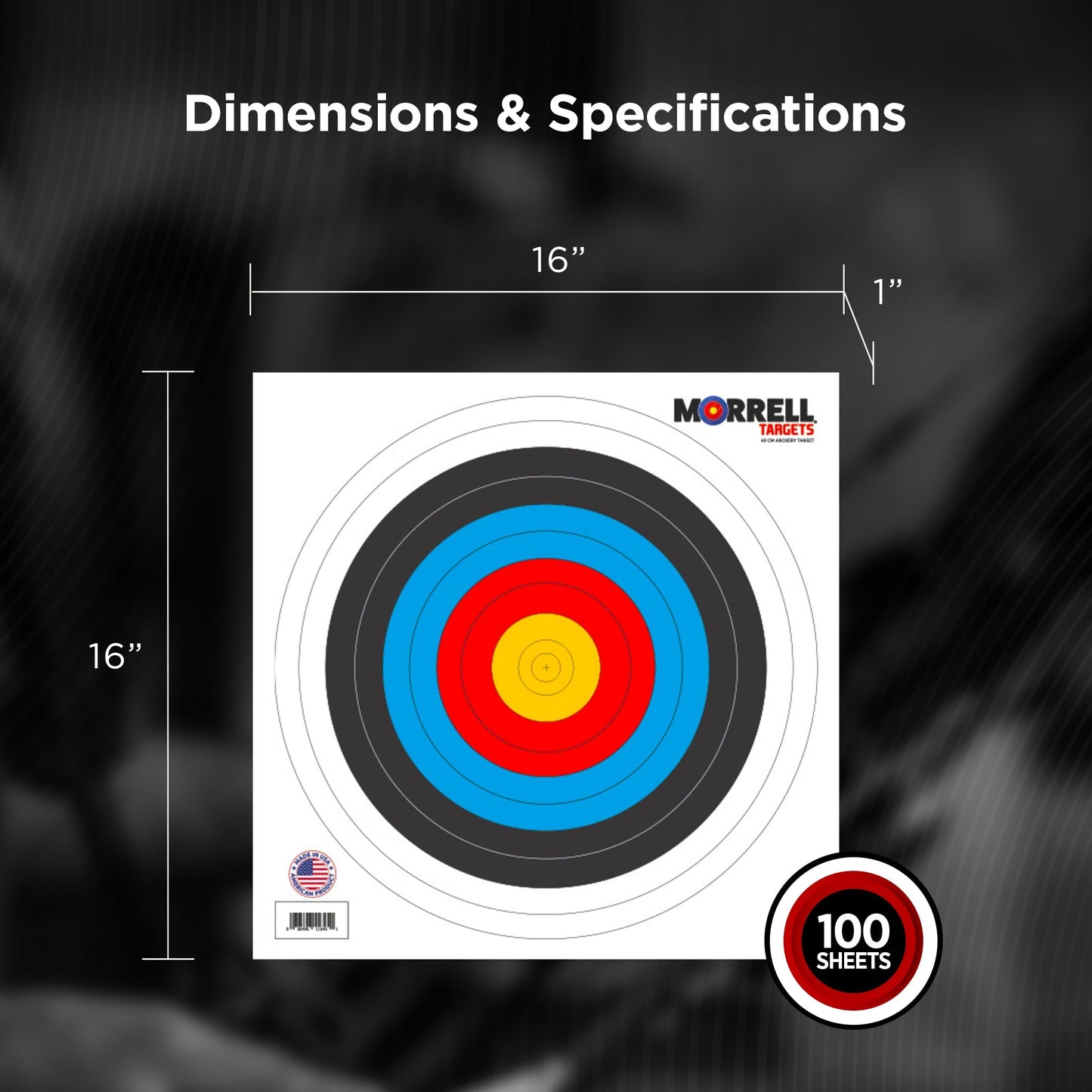 Morrell 40cm Bullseye Paper Face Shooting Targets, 16 x 16 Inches, 100 Count