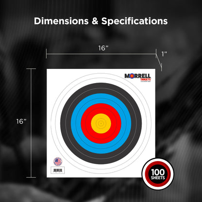 Morrell 40cm Bullseye Paper Face Shooting Targets, 16 x 16 Inches, 100 Count
