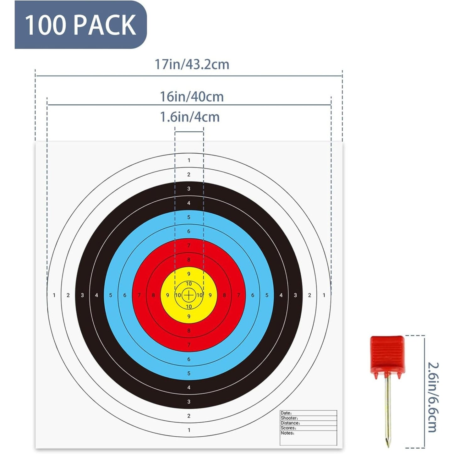 Morrell ASA Indoor Round Paper Face Shooting Targets, 17x17-Inch, 100 Count