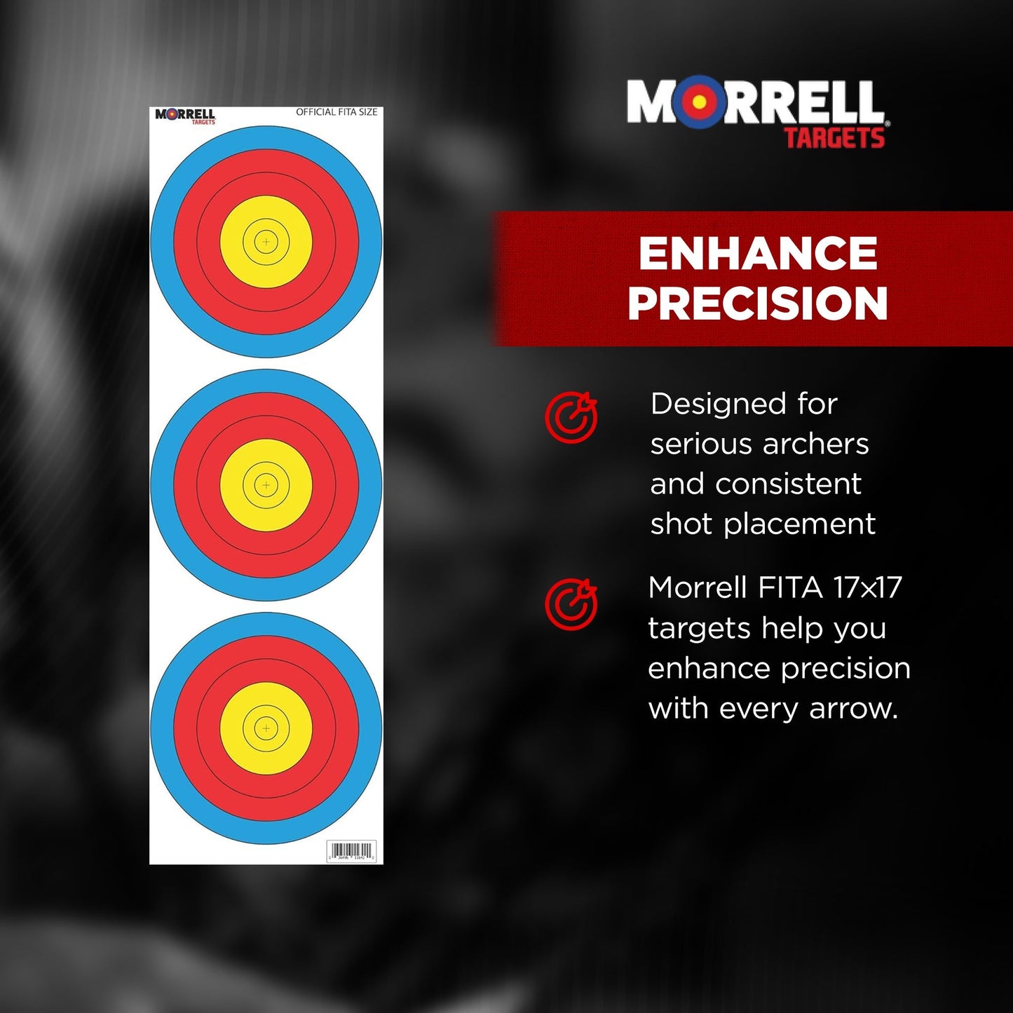 Morrell FITA Recurve Bullseye Paper Face Shooting Targets, 17x17-in., 100 Count
