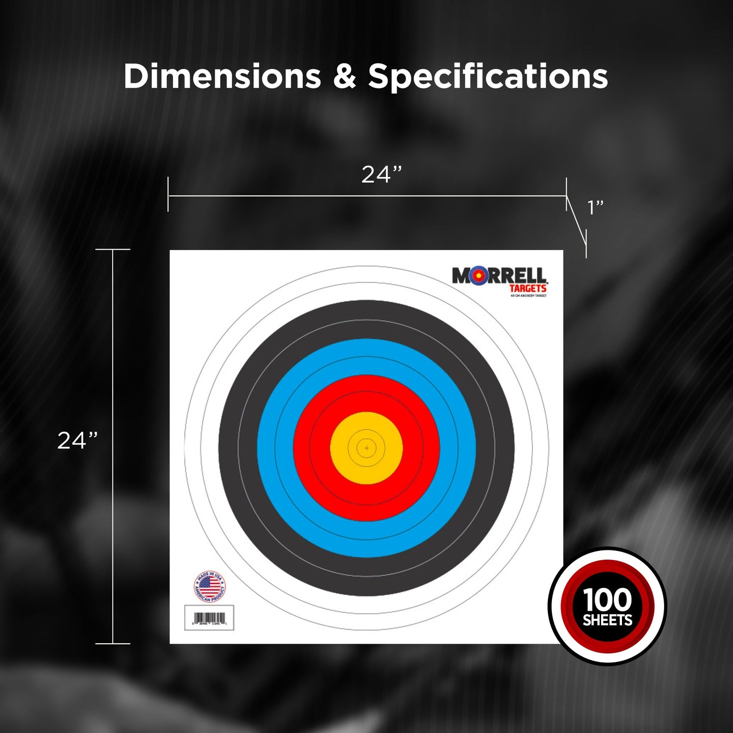 Morrell 60cm Bullseye Paper Face Shooting Targets, 24 x 24 Inches, 100 Count