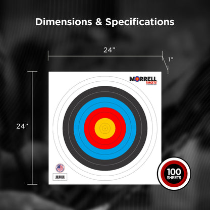 Morrell 60cm Bullseye Paper Face Shooting Targets, 24 x 24 Inches, 100 Count