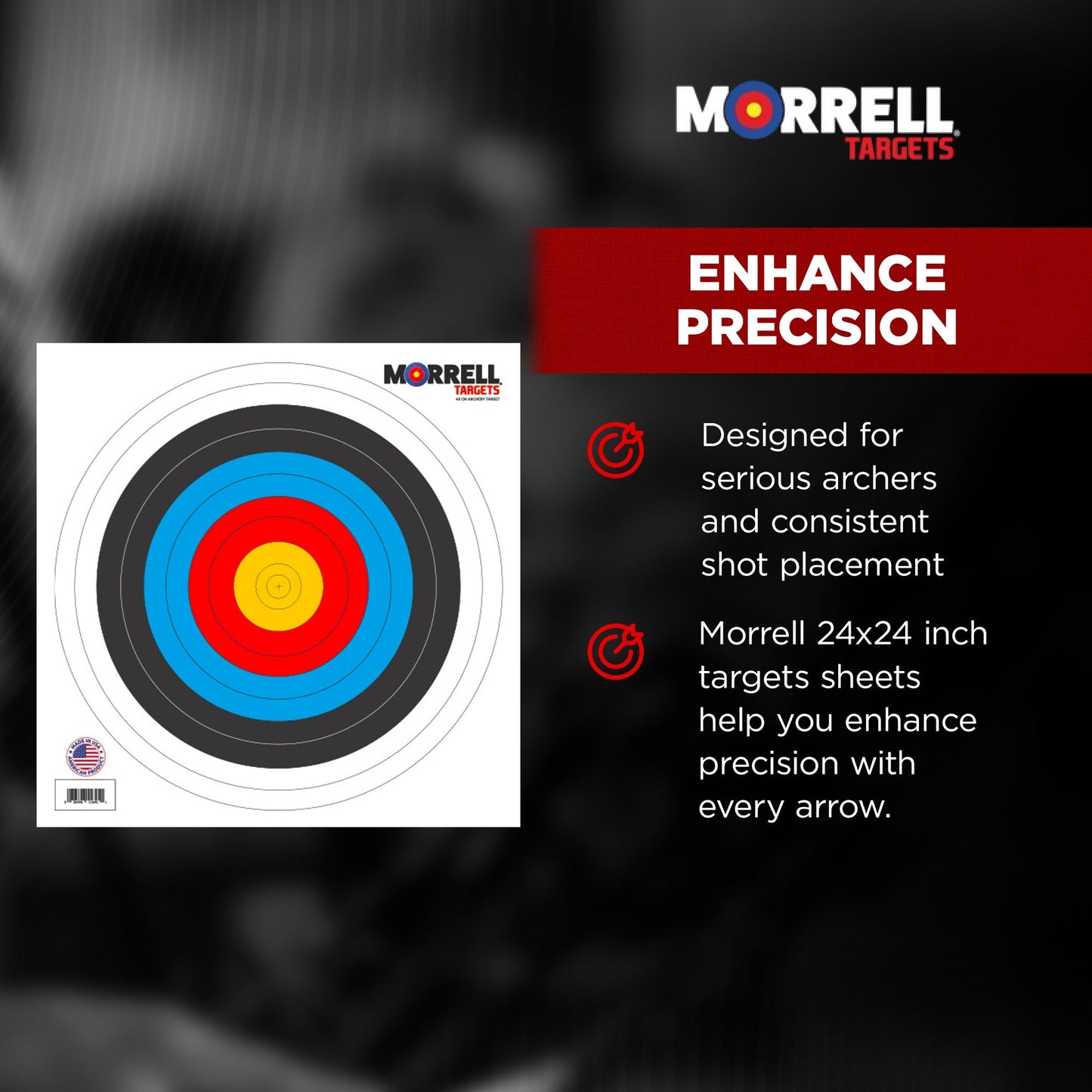 Morrell 60cm Bullseye Paper Face Shooting Targets, 24 x 24 Inches, 100 Count