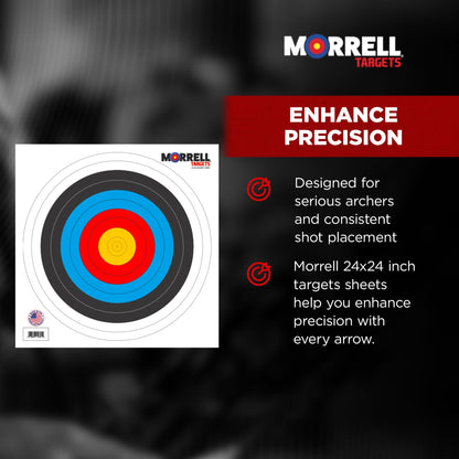 Morrell 60cm Bullseye Paper Face Shooting Targets, 24 x 24 Inches, 100 Count