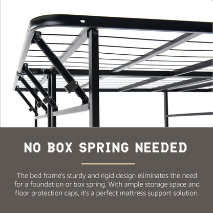 Hercules Folding Metal Bed Frame, 14 Inch Platform Mattress Foundation, Full