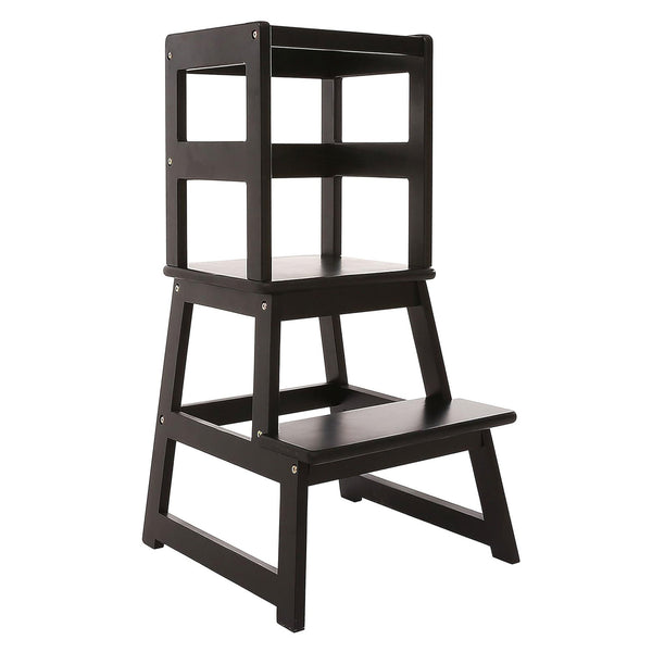 SDADI Kids Kitchen Step Stool Holds up to 150 Pounds with Safety Rail, Black