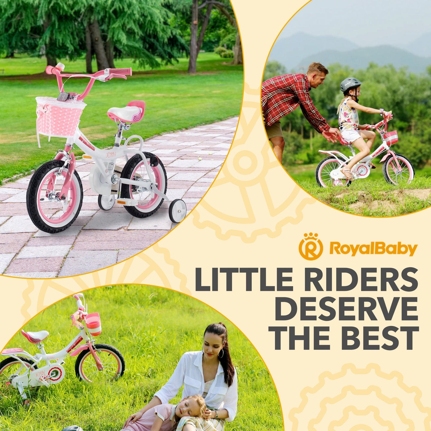 RoyalBaby Princess Girl Kids Bicycle 12" with Training Wheels, Jenny/White Pink