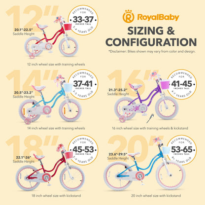 RoyalBaby Stargirl Children's Outdoor Bicycle 14 Inch with Training Wheels, Pink