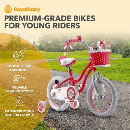RoyalBaby Stargirl Children's Outdoor Bicycle 14 Inch with Training Wheels, Pink