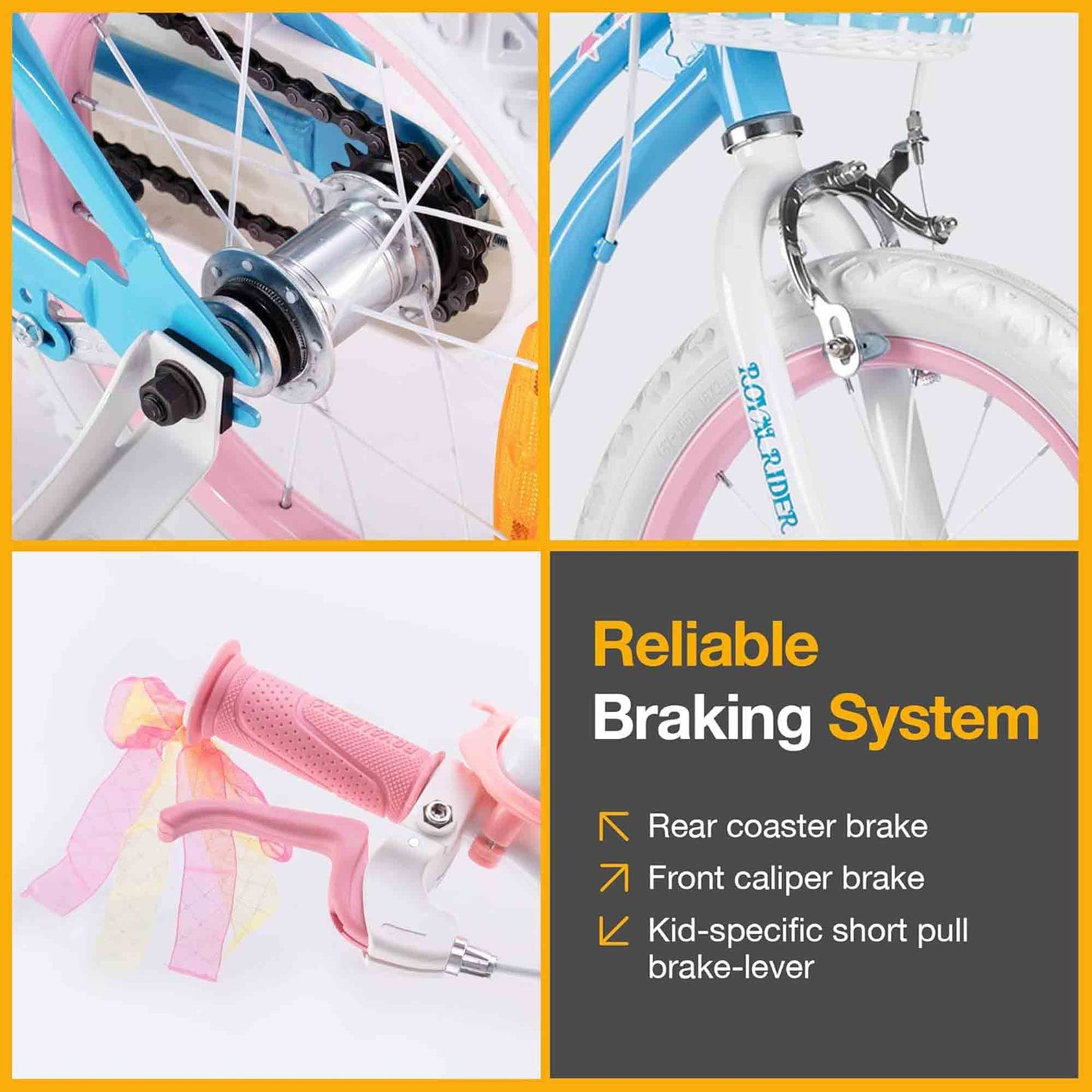 RoyalBaby Stargirl Children's Outdoor Bicycle 14 Inch with Training Wheels, Blue