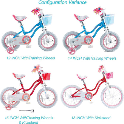RoyalBaby Stargirl Children's Outdoor Bicycle 14 Inch with Training Wheels, Blue