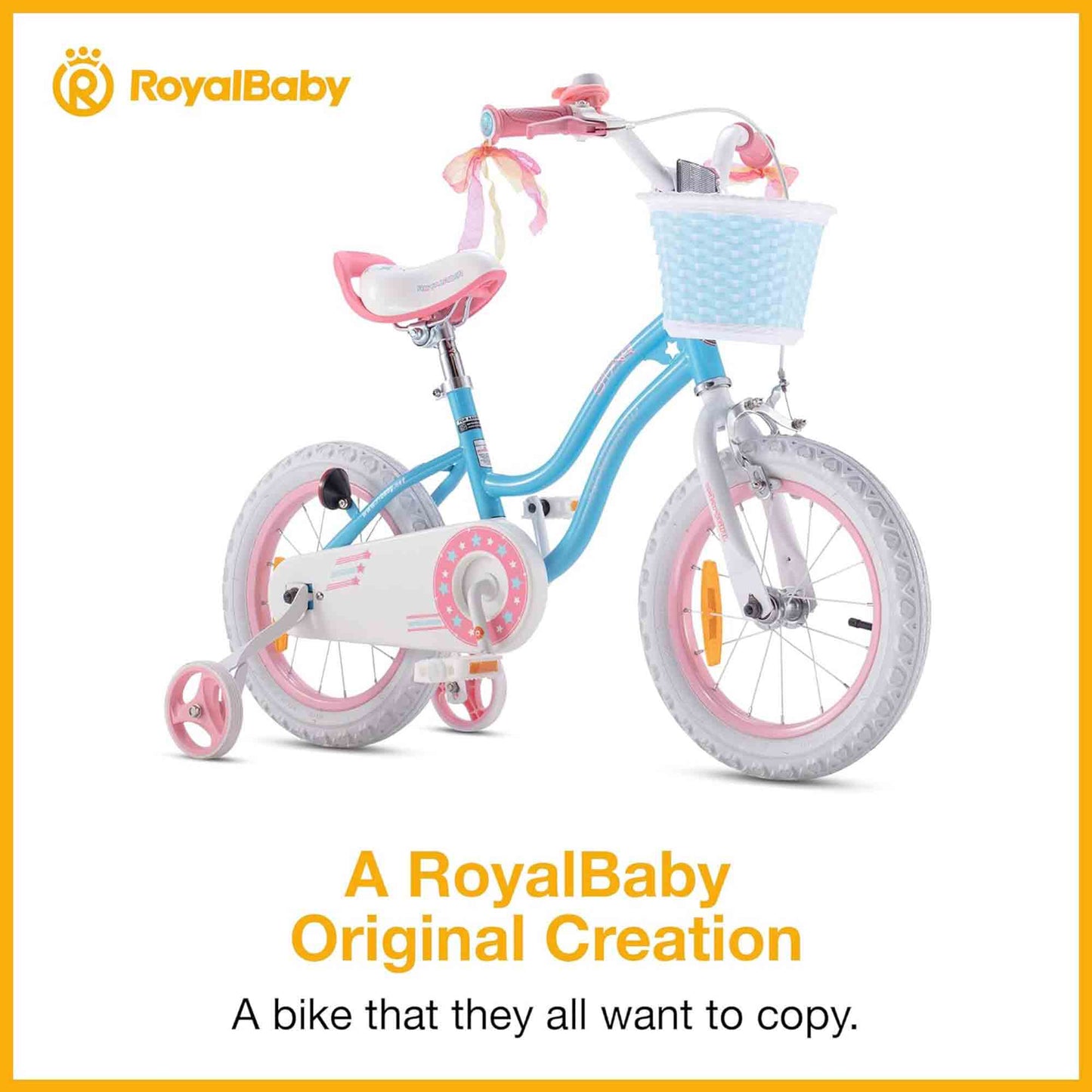 RoyalBaby Stargirl Children's Outdoor Bicycle 14 Inch with Training Wheels, Blue