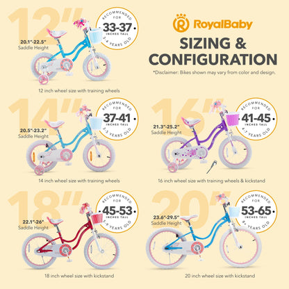 RoyalBaby Stargirl Children's Outdoor Bicycle 12 Inch with Training Wheels, Blue