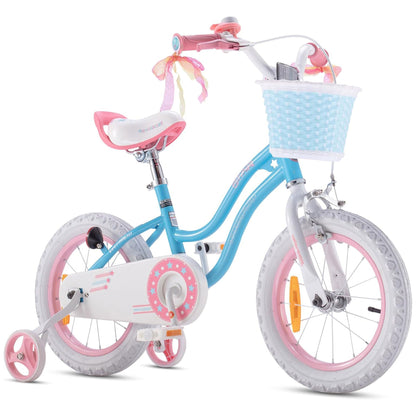 RoyalBaby Stargirl Children's Outdoor Bicycle 16 Inch with Training Wheels, Blue