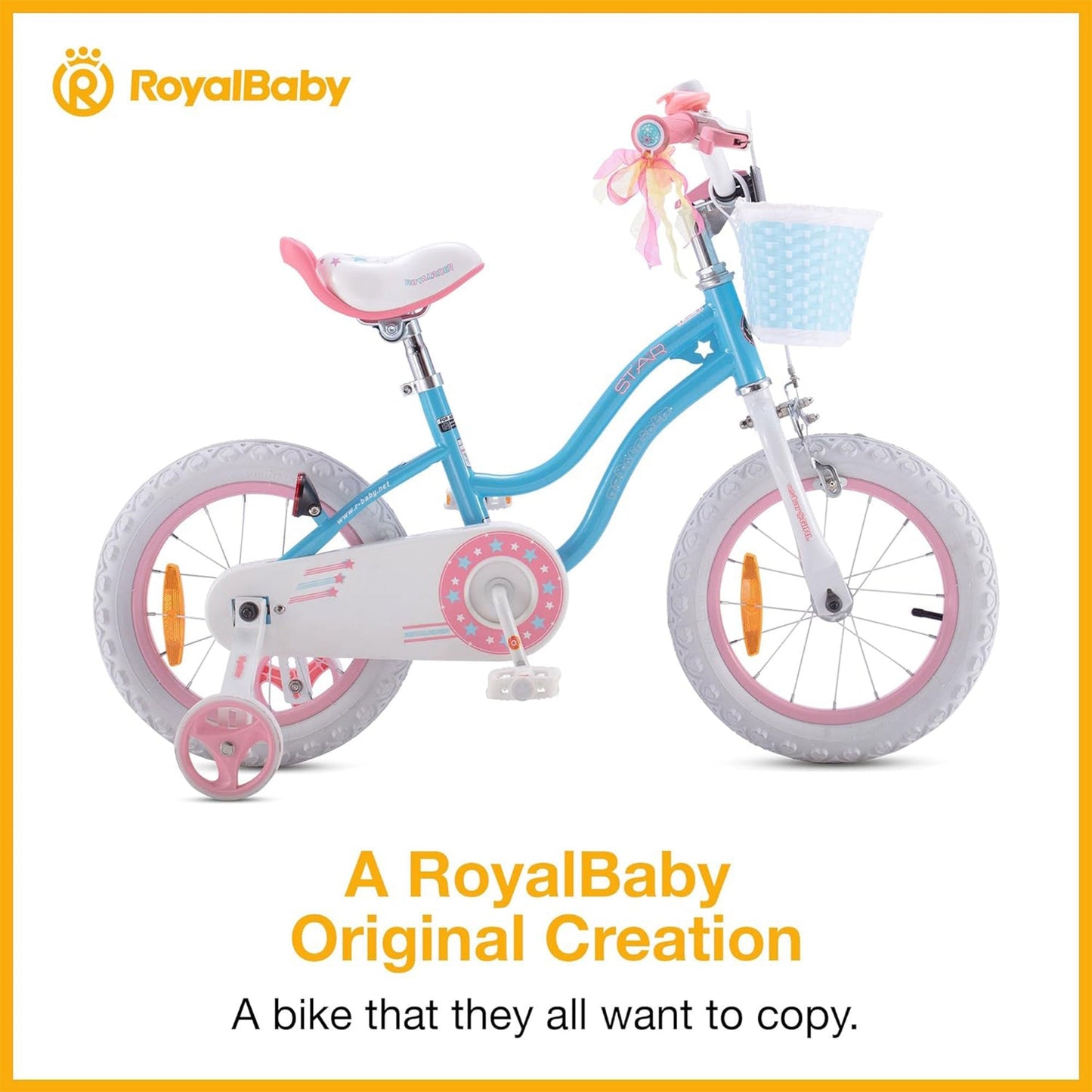 RoyalBaby Stargirl Children's Outdoor Bicycle 16 Inch with Training Wheels, Blue