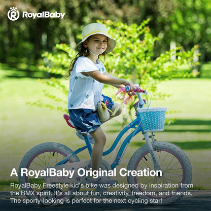 RoyalBaby Stargirl Children's Outdoor Bicycle 16 Inch with Training Wheels, Blue