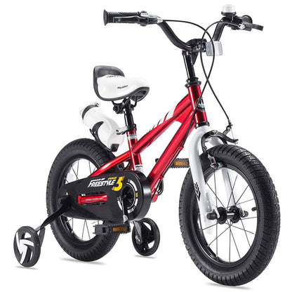 RoyalBaby Freestyle Outdoor Kid's Bicycle with Training Wheels, 16 Inch, Red