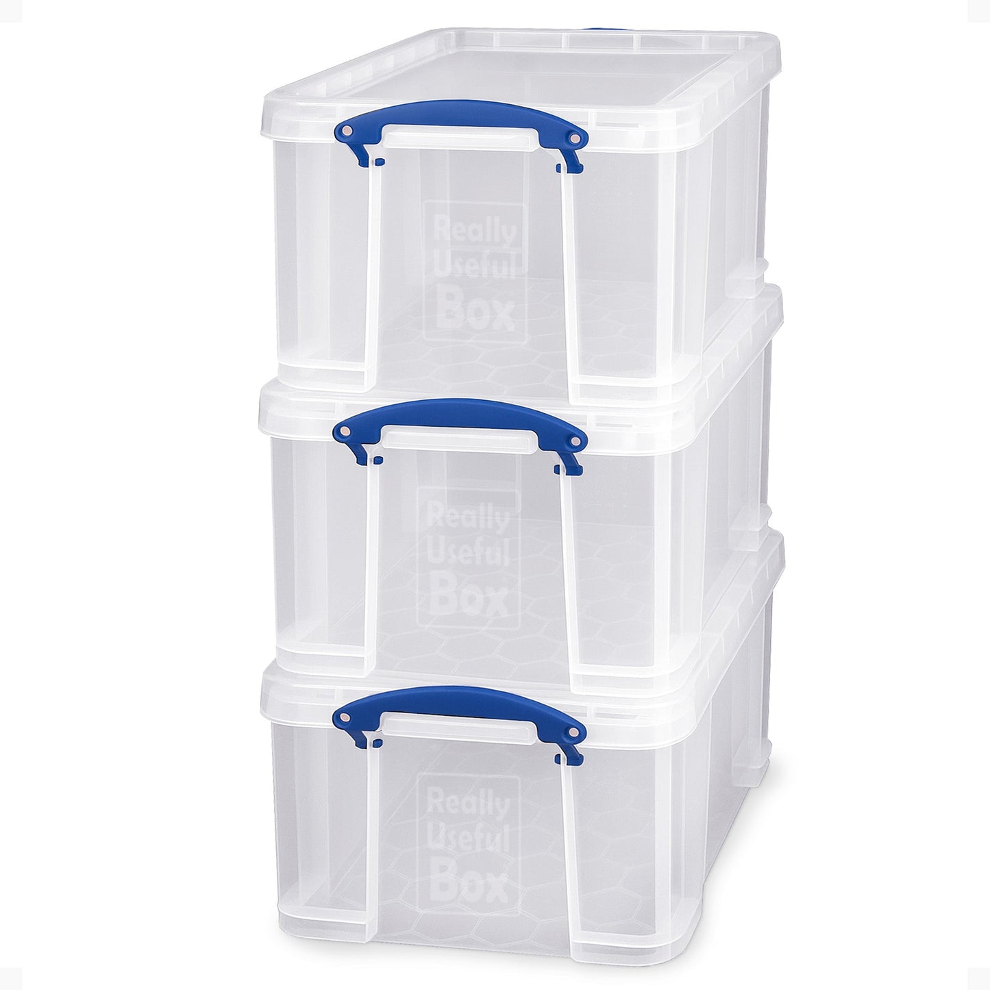 Really Useful Box 32 Liter Storage Container w/Snap Lock Handles, Clear (3 Pack)