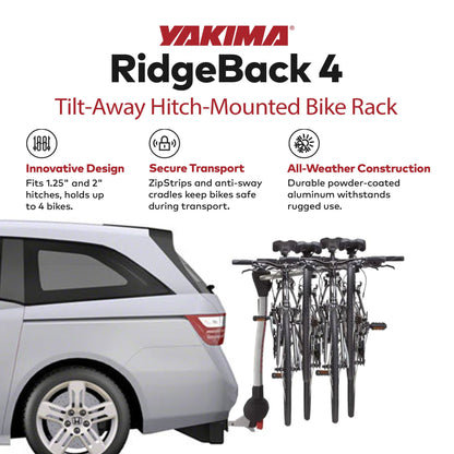 Yakima RidgeBack Tilt Away Hitch Bike Rack Holds 4 Bikes for Cars, SUVs, Trucks - Find Fresh Goods