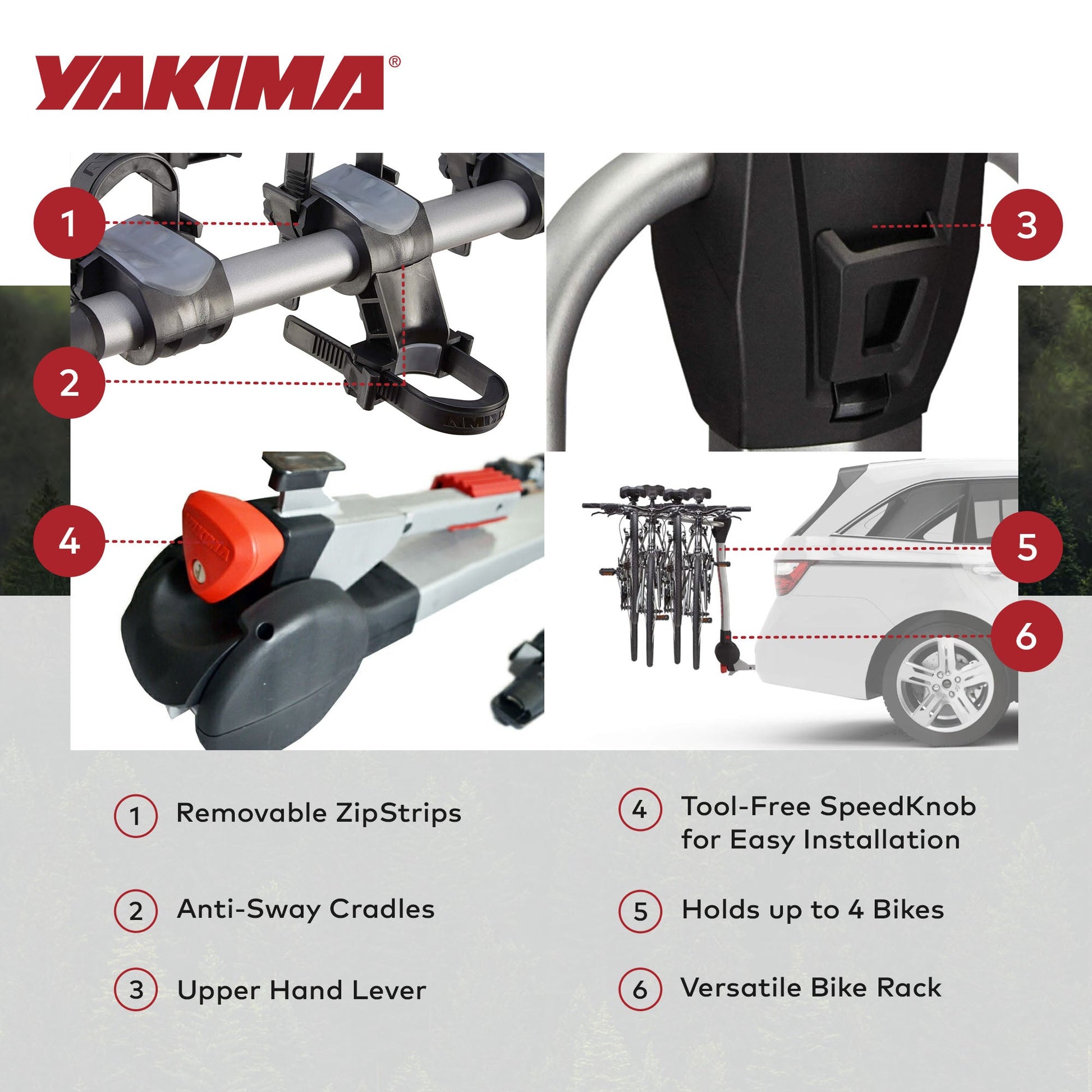 Yakima RidgeBack Tilt Away Hitch Bike Rack Holds 4 Bikes for Cars, SUVs, Trucks - Find Fresh Goods