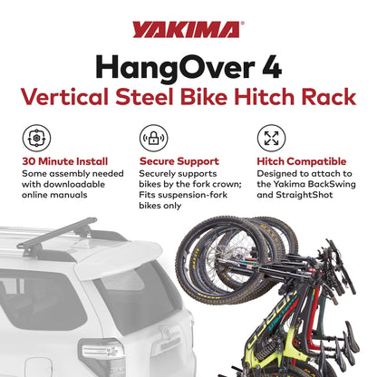 Yakima HangOver 4 Adjustable Vertical Steel Mountain Bike Hitch Rack for 4 Bikes - Find Fresh Goods