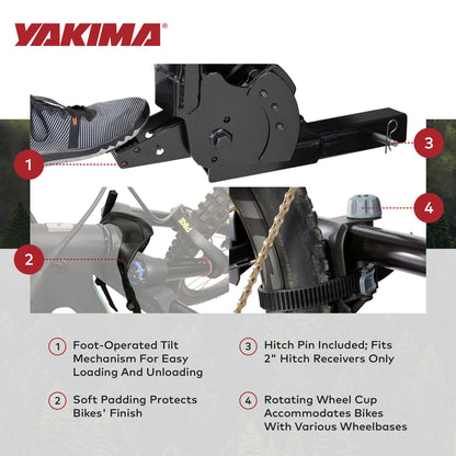 Yakima HangOver 4 Adjustable Vertical Steel Mountain Bike Hitch Rack for 4 Bikes - Find Fresh Goods
