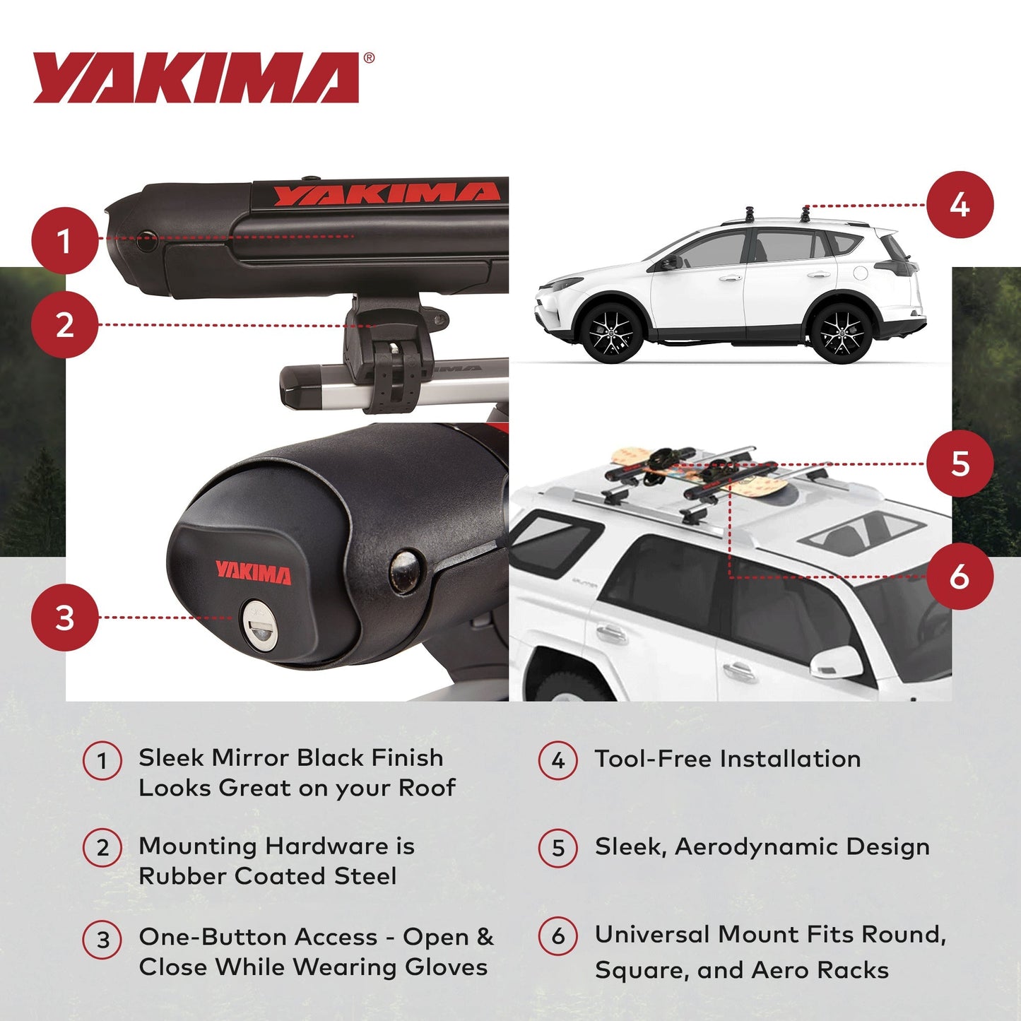 YAKIMA FatCat EVO 4 Skis or 2 Snowboards Mount Roof Rack, Fits T-Slot Crossbars - Find Fresh Goods