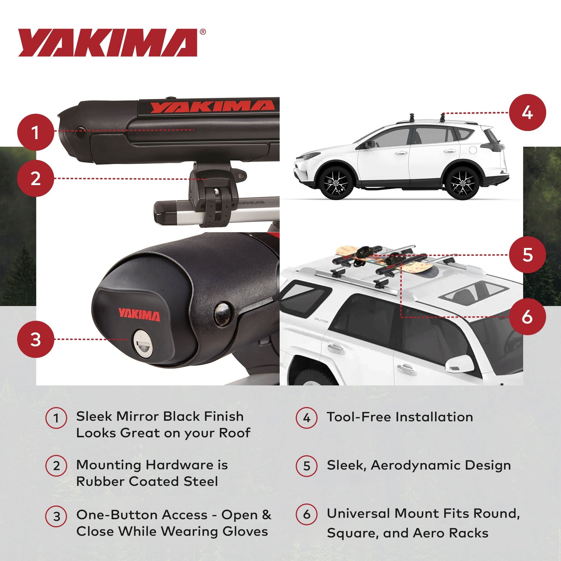 YAKIMA FatCat EVO 4 Skis or 2 Snowboards Mount Roof Rack, Fits T-Slot Crossbars - Find Fresh Goods