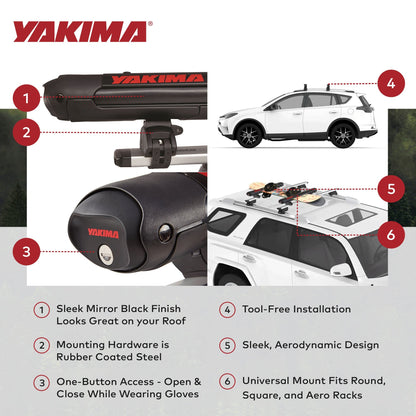 YAKIMA FatCat EVO 4 Skis or 2 Snowboards Mount Roof Rack, Fits T-Slot Crossbars - Find Fresh Goods