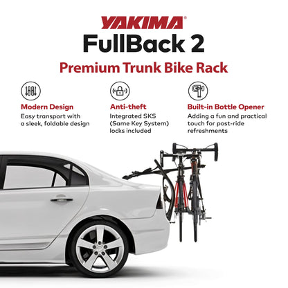 Yakima FullBack 2 Bike Capacity Trunk Bike Strap Rack with ZipStrips, Black - Find Fresh Goods
