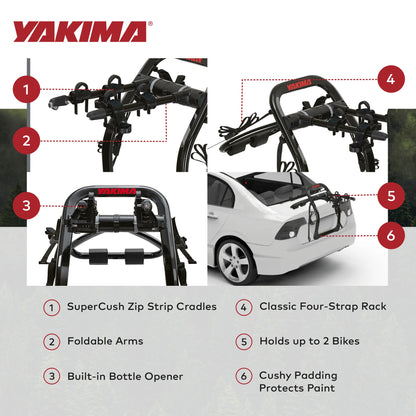 Yakima FullBack 2 Bike Capacity Trunk Bike Strap Rack with ZipStrips, Black - Find Fresh Goods