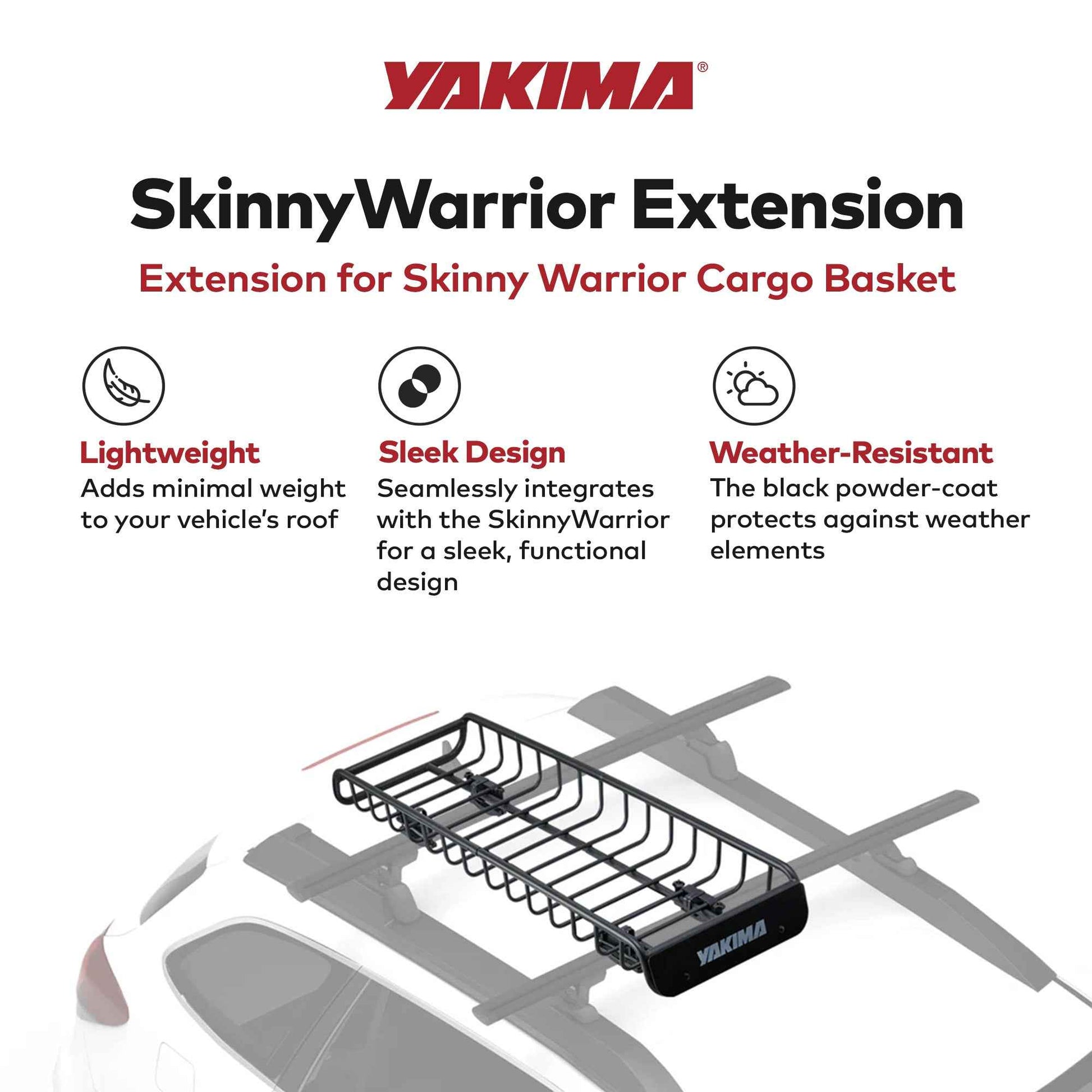 Yakima SkinnyWarrior 16 Inch Extension for SkinnyWarrior Cargo Basket, Black