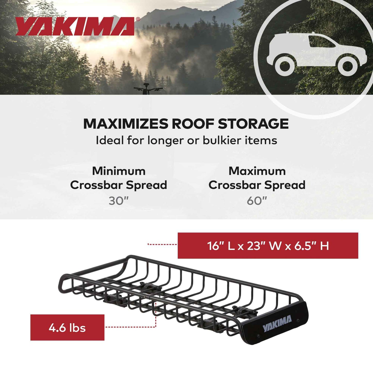 Yakima SkinnyWarrior 16 Inch Extension for SkinnyWarrior Cargo Basket, Black